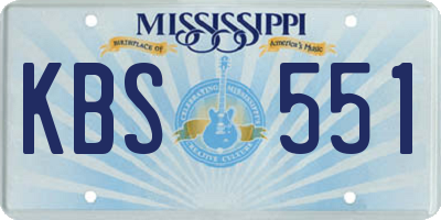 MS license plate KBS551