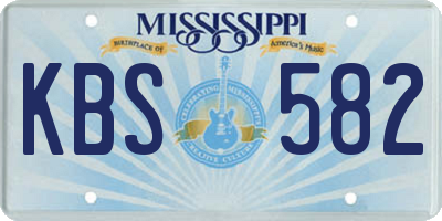 MS license plate KBS582