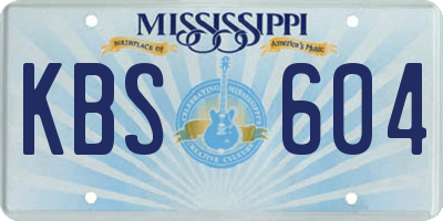MS license plate KBS604