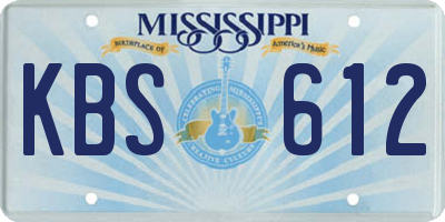 MS license plate KBS612