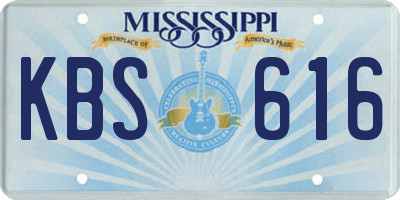 MS license plate KBS616