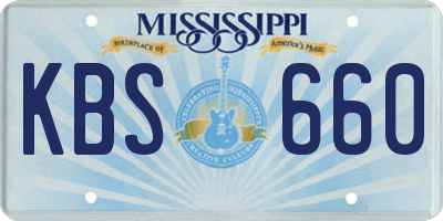 MS license plate KBS660