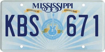MS license plate KBS671
