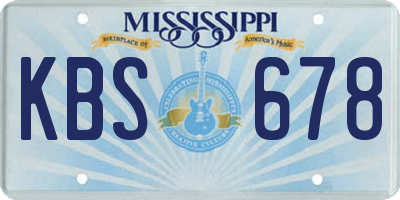MS license plate KBS678