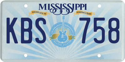 MS license plate KBS758