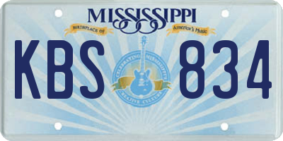 MS license plate KBS834