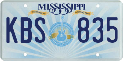 MS license plate KBS835