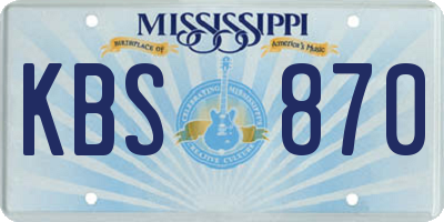 MS license plate KBS870
