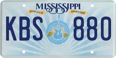 MS license plate KBS880