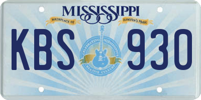 MS license plate KBS930