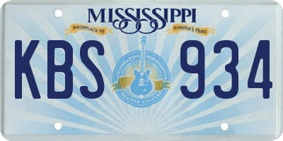 MS license plate KBS934