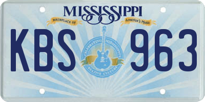 MS license plate KBS963