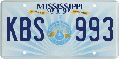 MS license plate KBS993