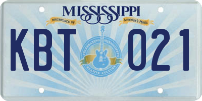 MS license plate KBT021