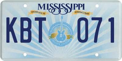 MS license plate KBT071
