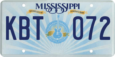 MS license plate KBT072