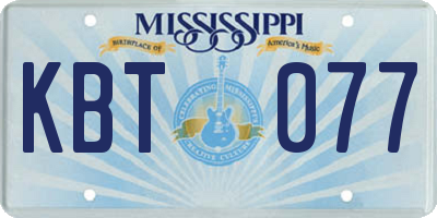 MS license plate KBT077