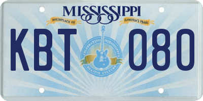 MS license plate KBT080