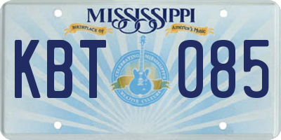MS license plate KBT085