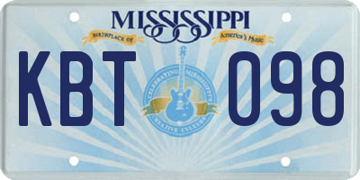 MS license plate KBT098