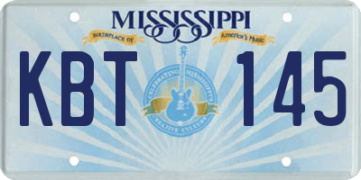 MS license plate KBT145