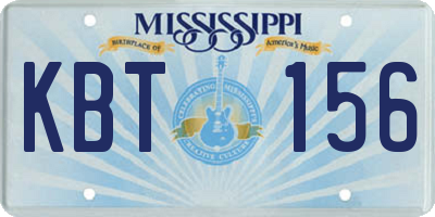 MS license plate KBT156