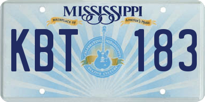 MS license plate KBT183