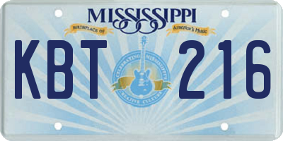 MS license plate KBT216