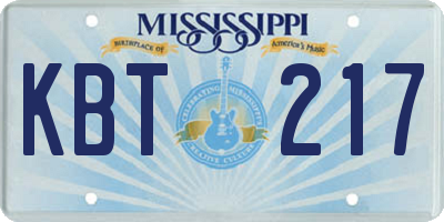 MS license plate KBT217