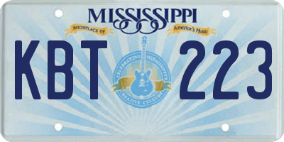 MS license plate KBT223
