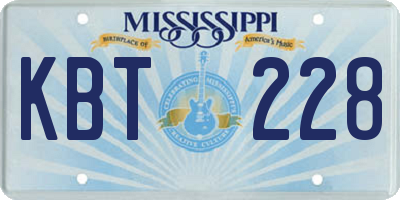 MS license plate KBT228