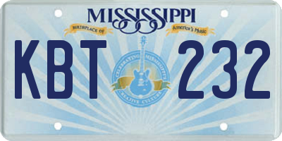 MS license plate KBT232