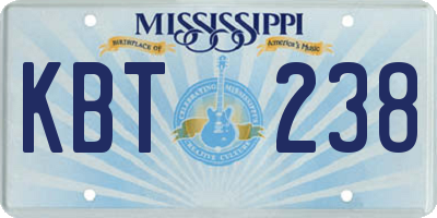 MS license plate KBT238