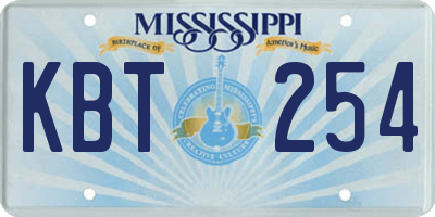 MS license plate KBT254