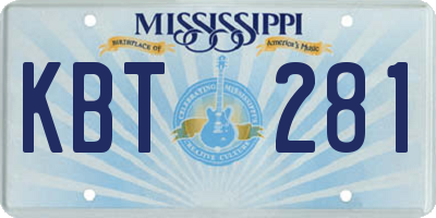 MS license plate KBT281