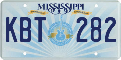 MS license plate KBT282