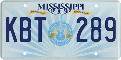 MS license plate KBT289