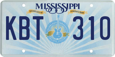 MS license plate KBT310