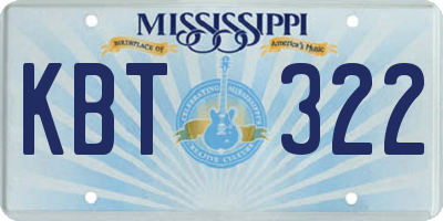 MS license plate KBT322