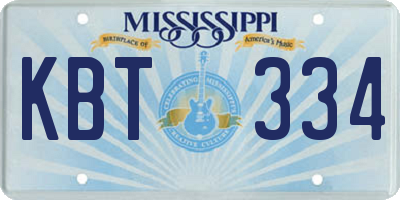 MS license plate KBT334