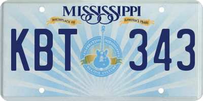 MS license plate KBT343
