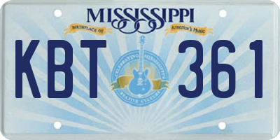 MS license plate KBT361