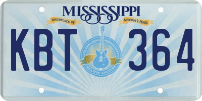 MS license plate KBT364