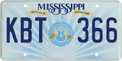 MS license plate KBT366