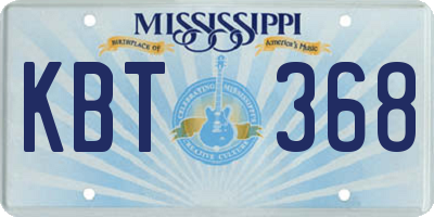 MS license plate KBT368