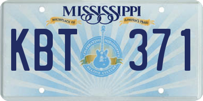 MS license plate KBT371