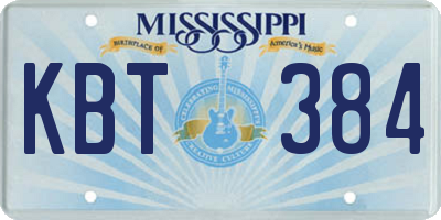 MS license plate KBT384