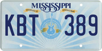 MS license plate KBT389