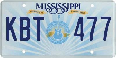 MS license plate KBT477