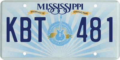 MS license plate KBT481